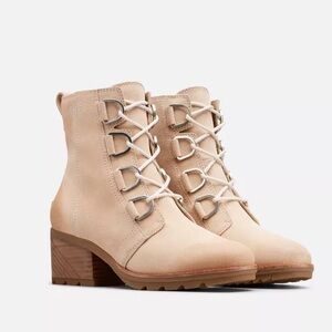 SOREL Women's Cate Lace-Up Suede Leather Tan Ankle Boots 9.5